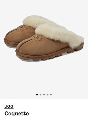 Women’s Ugg Coquette Slip On Slippers Sz 8 Chesnut Brown Tan Sheepskin EU 39